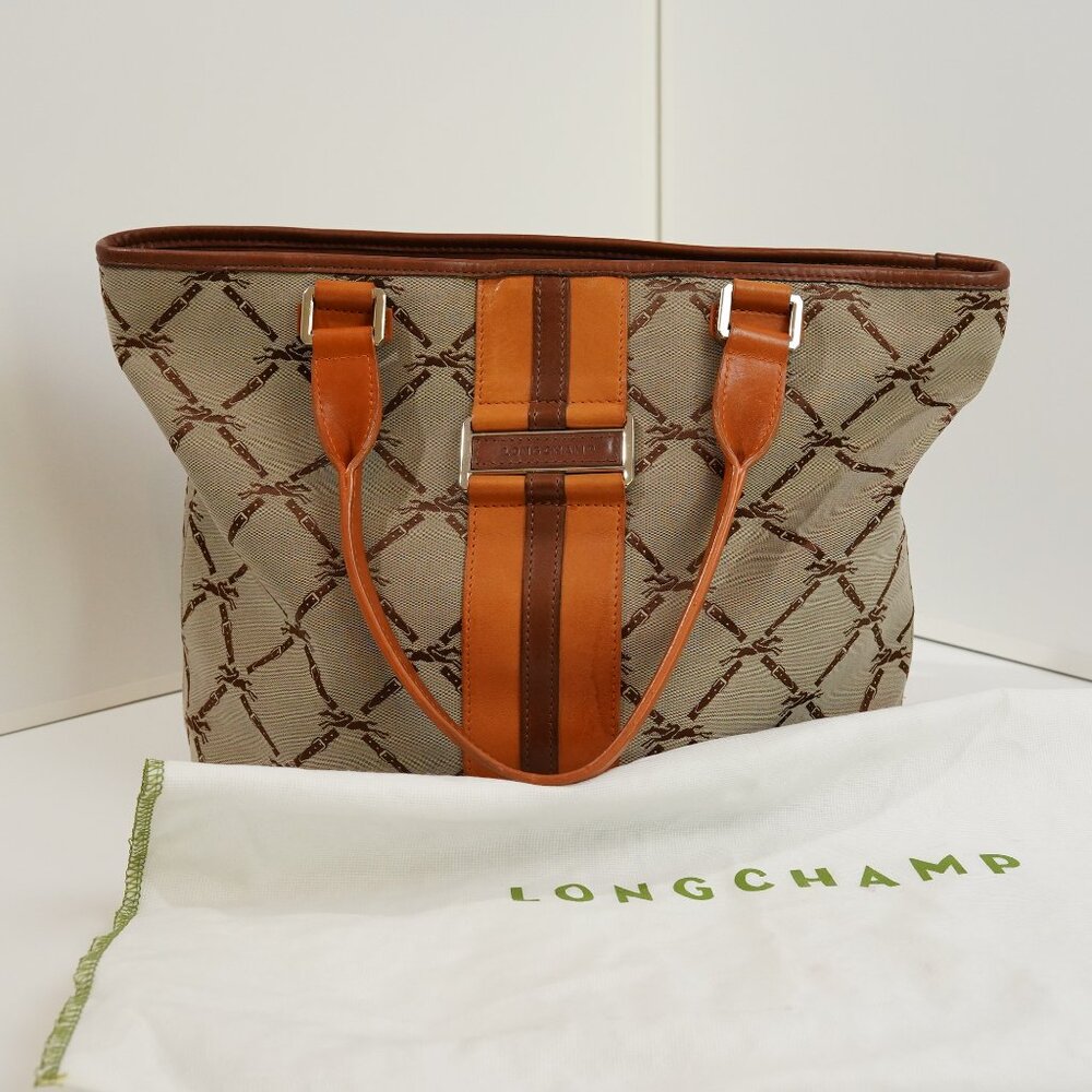 LONGCHAMP LM Jacquard Shoulder Tote Bag